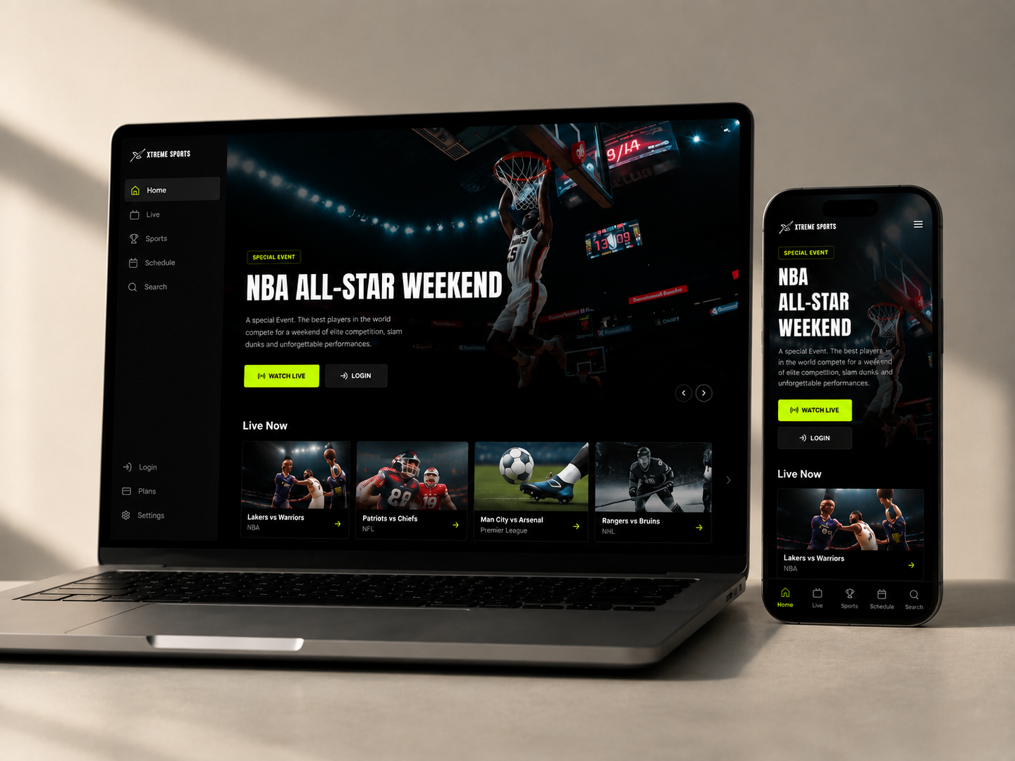 X-treme Sports app in progress, built with Lovable
