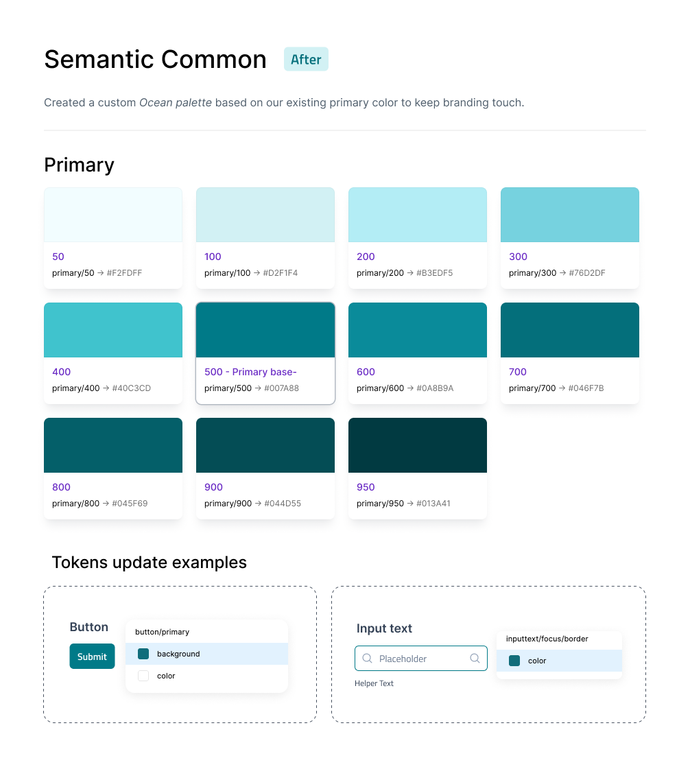 Semantic common primary palette after the redesign